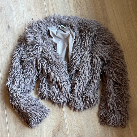 Free Press Faux Fur Jacket in Taupe - Picture 1 of 5